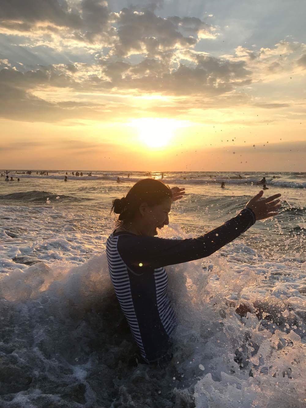 Silhouette at sunset on a beach
